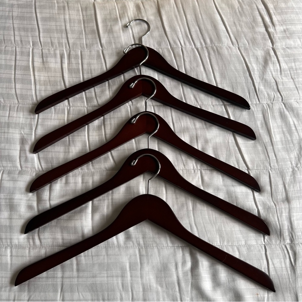 The Container Store Walnut Wooden Shirt Hangers (Set of 6)